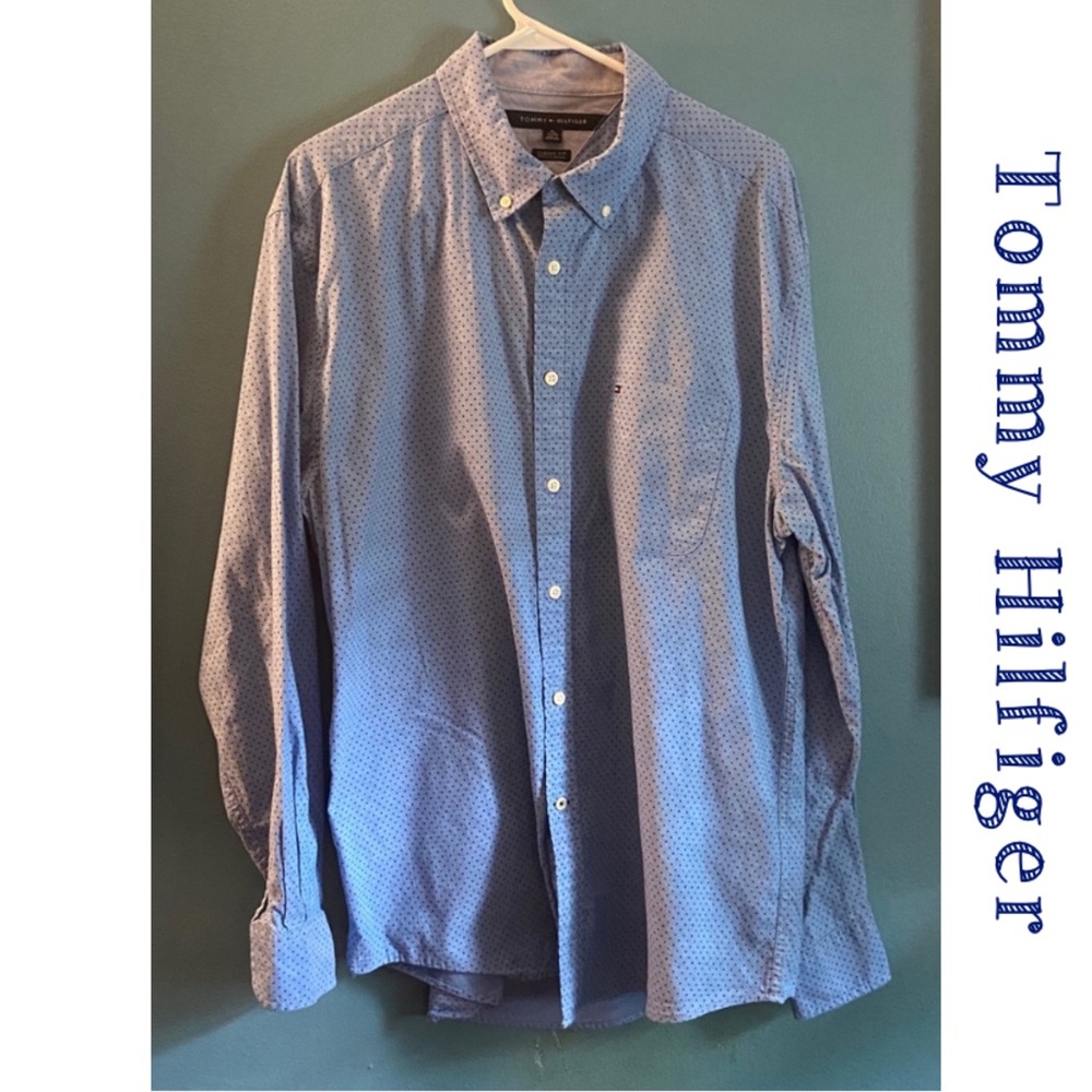 Tommy Hilfiger Blue Long-Sleeve Button Down Men’s Size XL